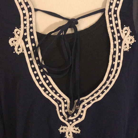 Navy and White Swimsuit Cover-up - Picture 4 of 5